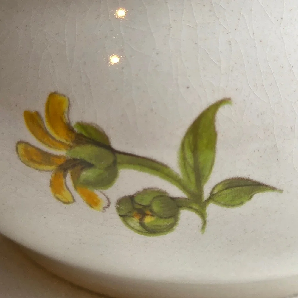 Vintage Berkeley House English Ironstone Meadow View Sunflower Lidded Bowl